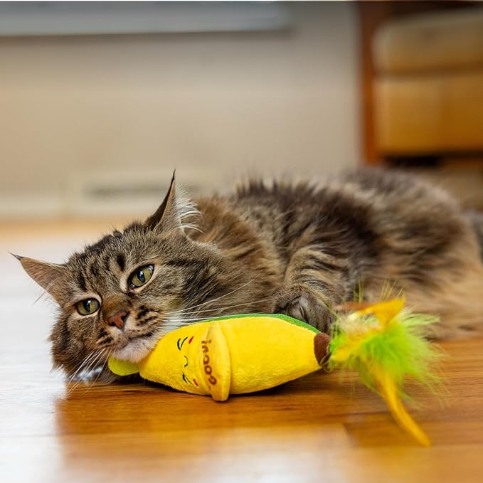 Catstages Peelin' Good Banana Kicker Dental Catnip Toy, Yellow