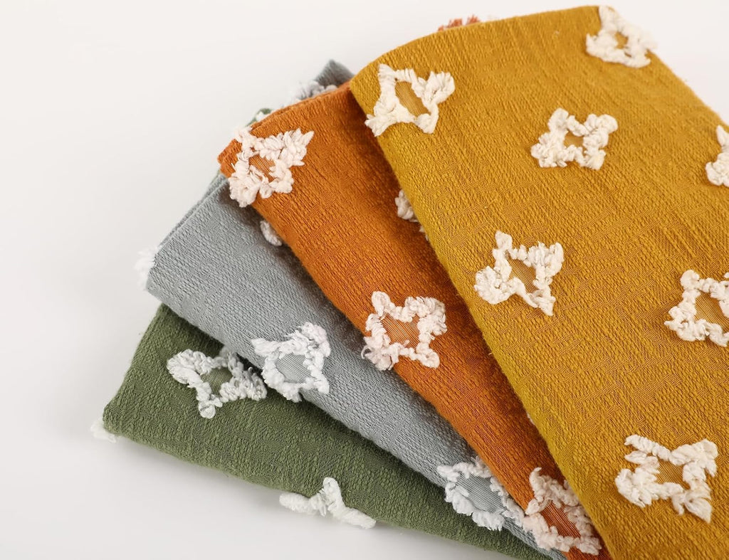 Boho Long Lumbar Pillow Cover 14x20 with Tassel,3D Flower Patterned Cotton Decorative Long Lumbar Pillow Cover Pillow Case for Sofa Couch Bed Livingroom Farmhouse,Blue Grey