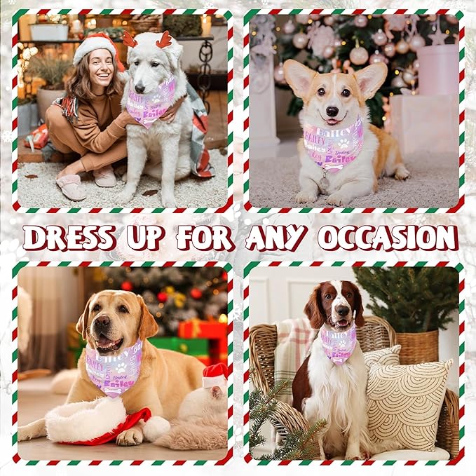 Personalized Dog Bandanas Custom Neckwear Name Button Anti-loosening Dog Scarf Triangle Bibs Kerchief Pet Costume Accessories for Small Medium Large Dogs Cats Pets Birthday