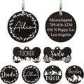 UltraJoys Stainless Steel Pet ID Tag Dog Name Tags Personalized Front and Back Engraving, Customized Dog Tags and Cat Tags, Optional Engraved on Both Sides, Round Tag with Vine Design 2, Large Black