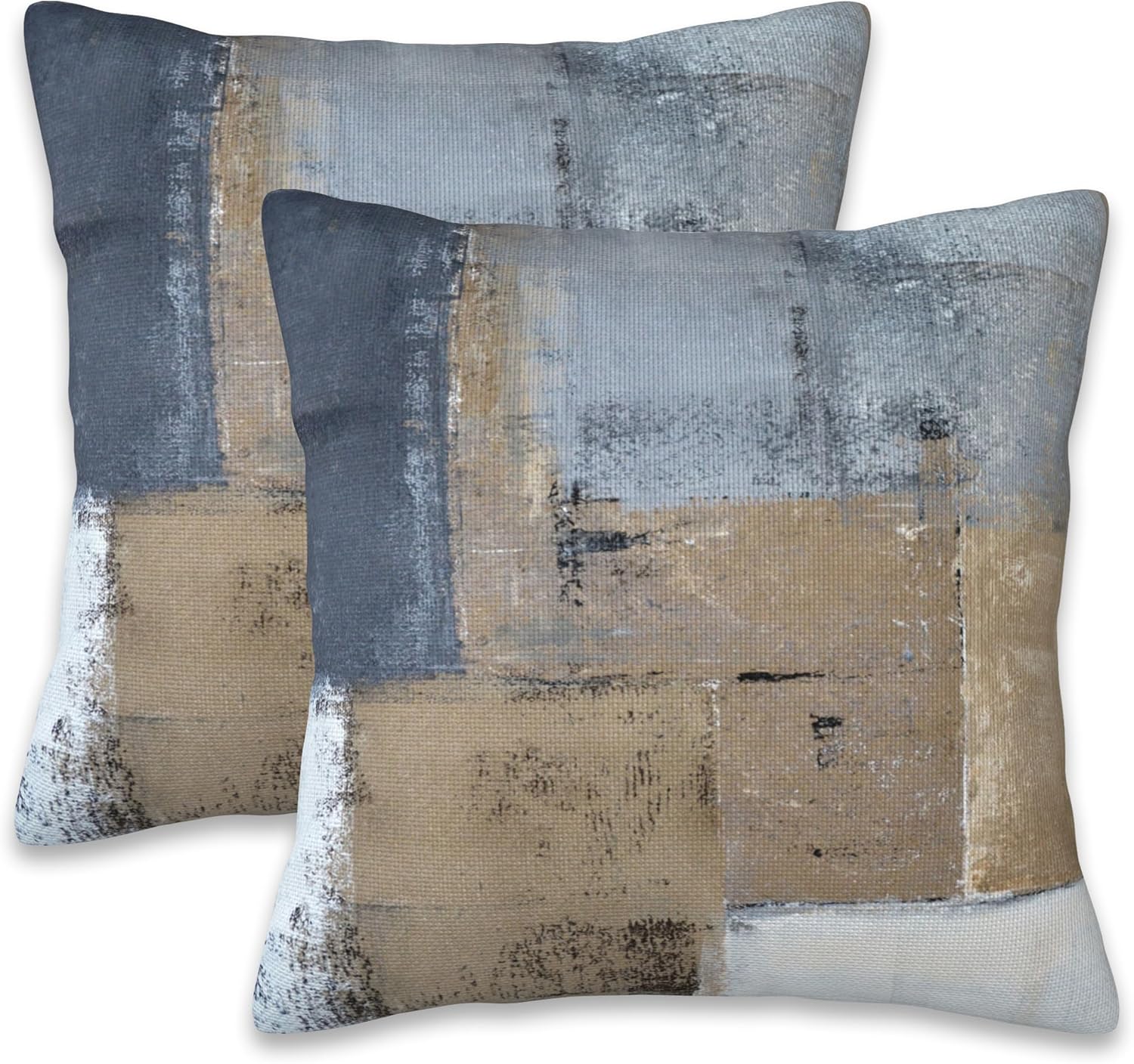 Throw Pillow Covers Grey and Brown Abstract Art Pillow Covers 16x16 Inch Set of 2 Throw Pillows Decorative Pillow Cases Cushion Covers for Bedroom Livingroom Sofa Farm House