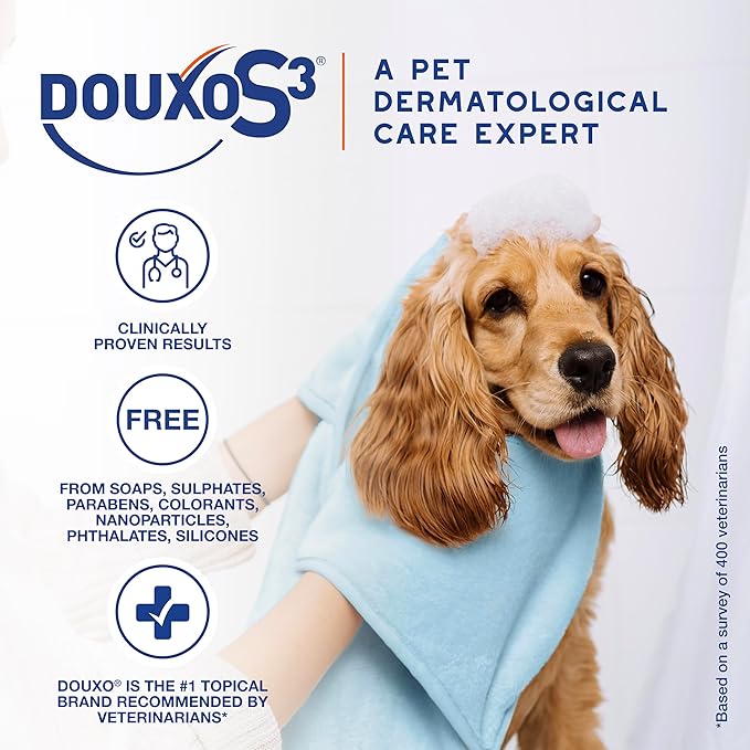 Douxo S3 Pyo Shampoo, Contains 3% Chlorhexidine & 0.5% Ophytrium, Antiseptic & Hydrating, For Bacterial or Yeast Skin Infections, For Dogs and Cats, 6.7 fl. oz. (200mL)