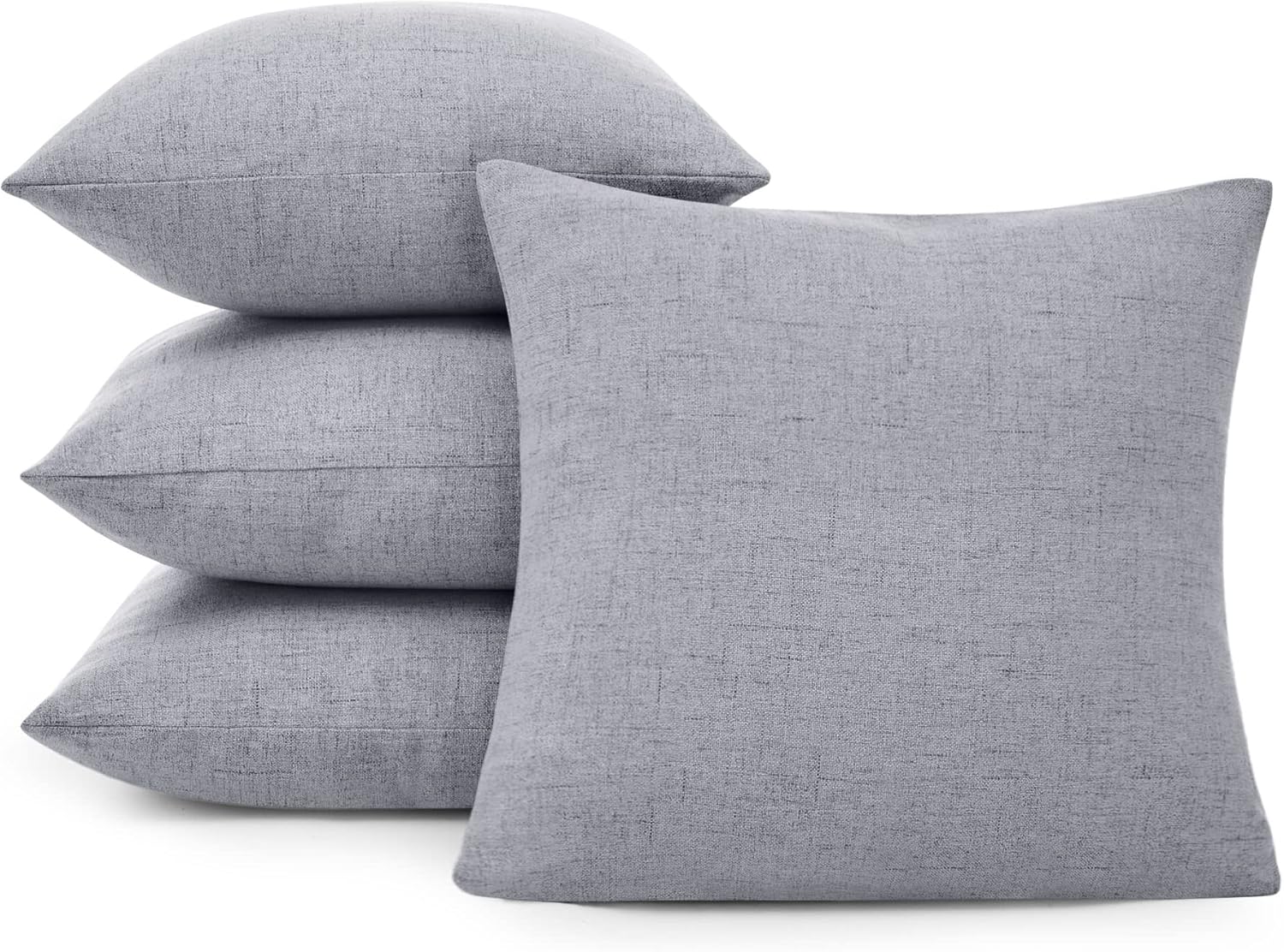 Deconovo Pillow Covers 18x18 Set of 4, Faux Linen Look Throw Pillow Cover with Invisible Zipper for Chairs(18 x 18 Inch, Silver Grey, No Pillow Insert)