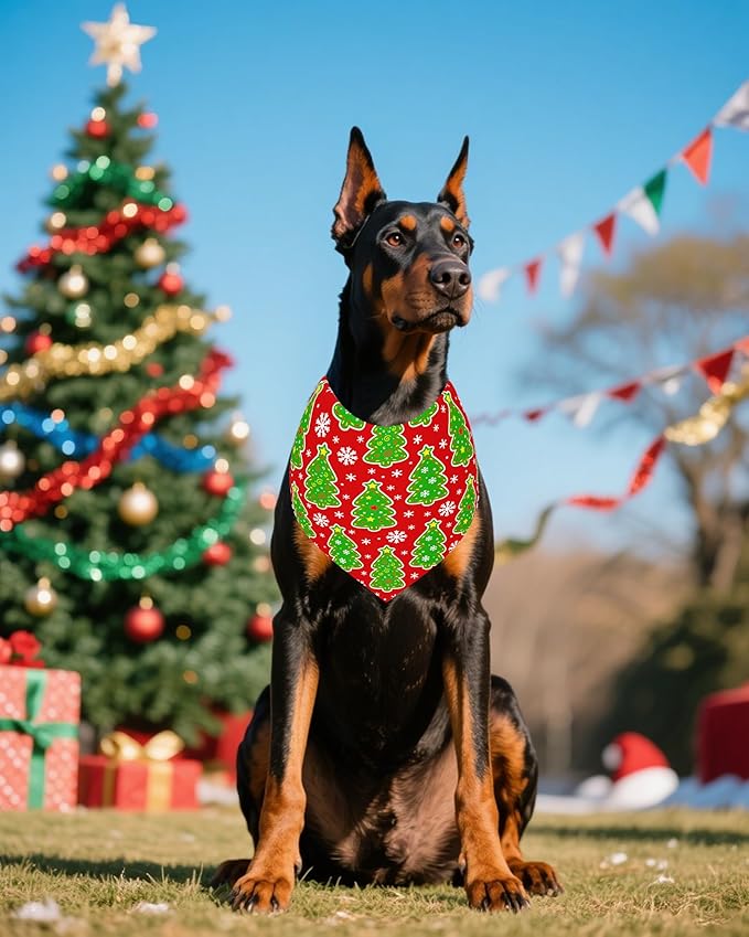 PET SHOW 100 Pack Christmas Dog Bandanas Bulk for Medium Extra Large Dogs Seamless Scarves XL Xmas Triangle Bibs Kerchief Set Pet Girl Boy Holiday Party Grooming Accessories, L