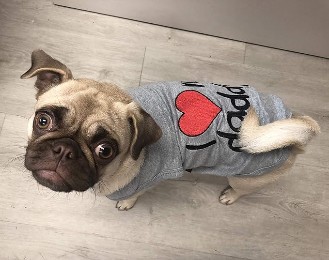 Parisian Pet Unisex Dog T-Shirt - Embroidered 'I Love My Daddy' Fathers Day Dog Tee Shirts - Breathable, Sleeveless Pet Clothes - Shirt for Large Dogs - 2XL