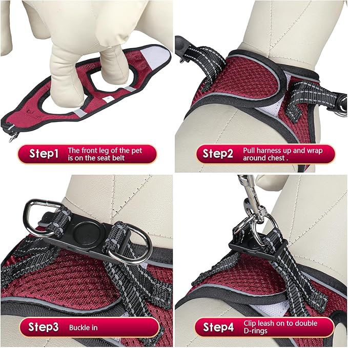 YIMEIS Dog Harness and Leash Set, No Pull Soft Mesh Pet Harness, Reflective Adjustable Puppy Vest for Small Medium Large Dogs, Cats (Grape Purple, Medium (Pack of 1)