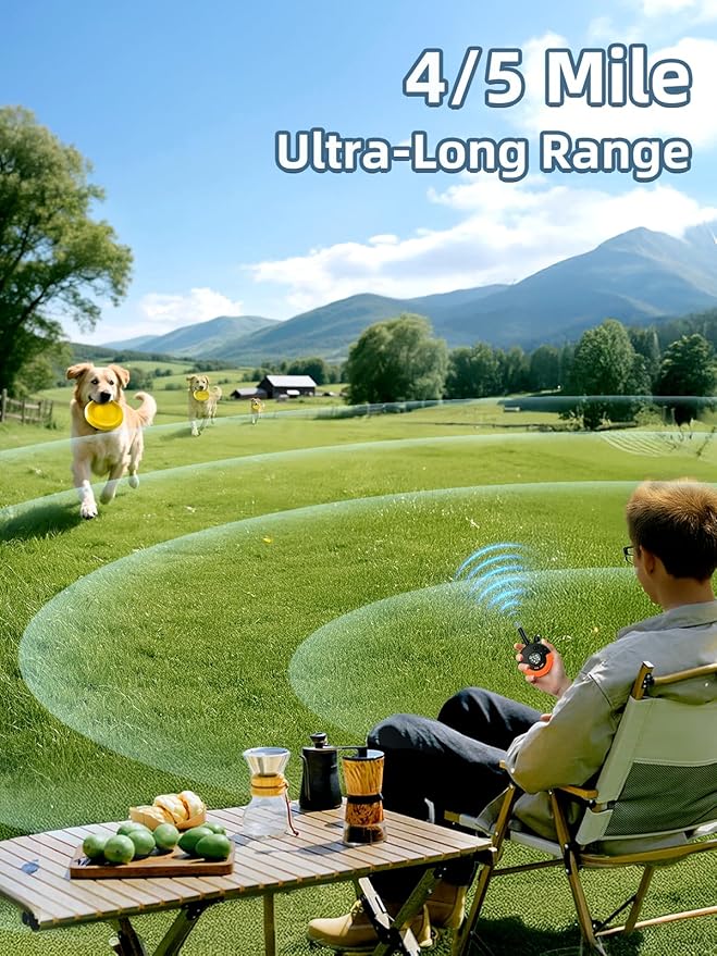 Bousnic Shock Collar for Dogs - 4/5 Mile Remote Dog Training Collar with SOS & Solid Light IPX7 Waterproof Electric Dog Collar Beep(1-8) Vibration & Shock & Boosted(1-16) for Large Medium Small Breeds