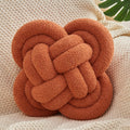 Xiashrk Knot Pillow Ball, 12" Soft Decorative Throw Pillows for Couch Bed, Rust Red Knotted Plush Throw Pillow Handmade Square Cushion Home Couch Decor Pillows for Living Room