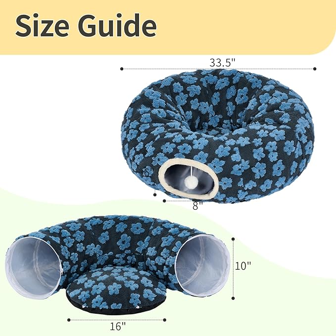 Pesen Cat Tunnel Bed with Soft Cushion, Cat Toys for Indoor Cats Enhance Bonding Between Pets and Owners, Encourage Exploration, and Satisfy Natural Instincts for Kittens, Dogs, and Rabbits