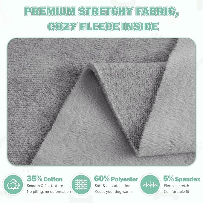 Dog Sweaters,Dog Hoodie,Cozy Fleece Interior Sweatshirt with Hood & Pocket,Leash Hole,Pet Clothes Sweater for Small,Medium,and Large Dogs,Grey&2XL