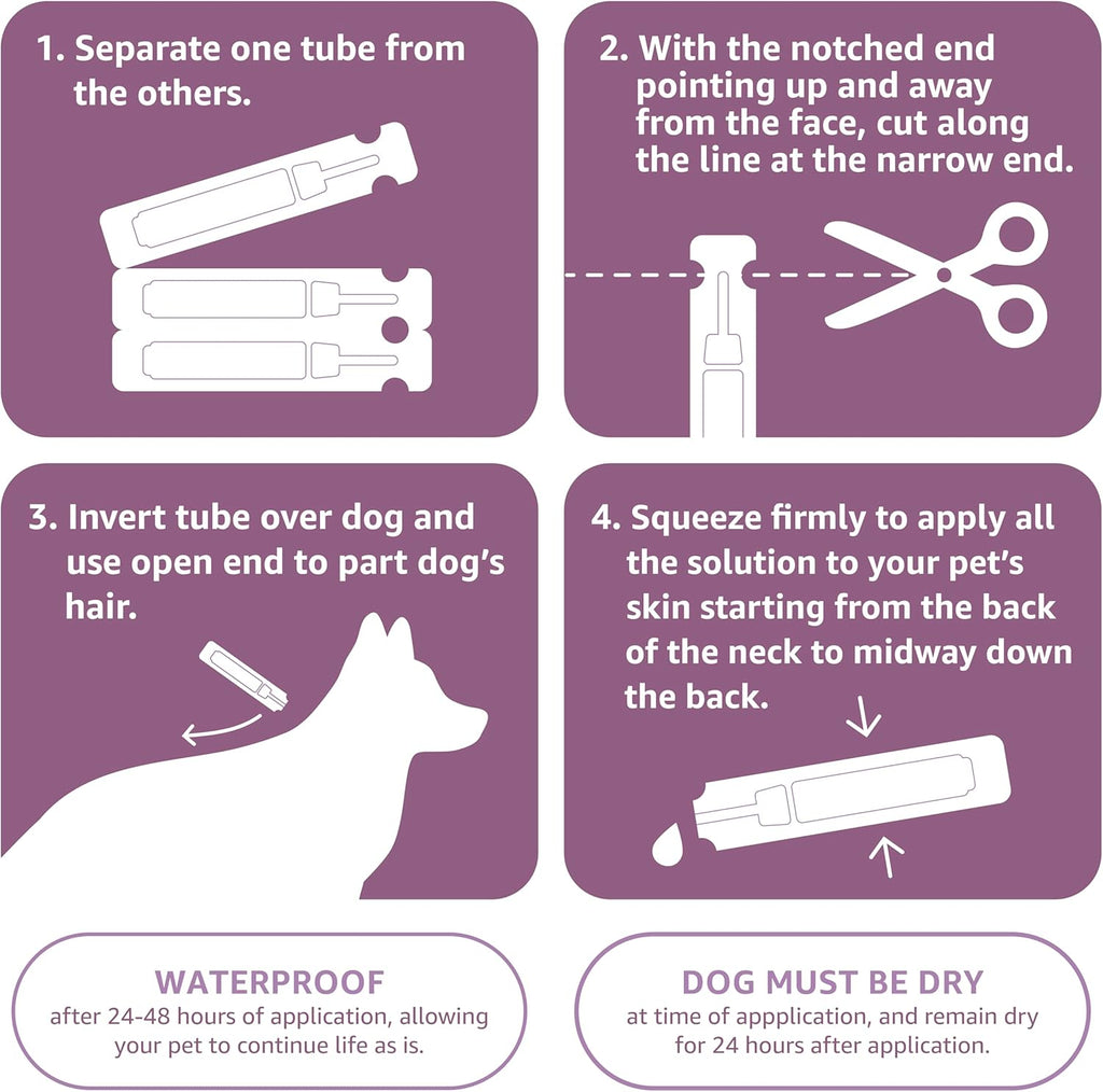 Amazon Basics Flea and Tick Topical Treatment for Large Dogs (45-88 pounds), 3 Count (Previously Solimo)