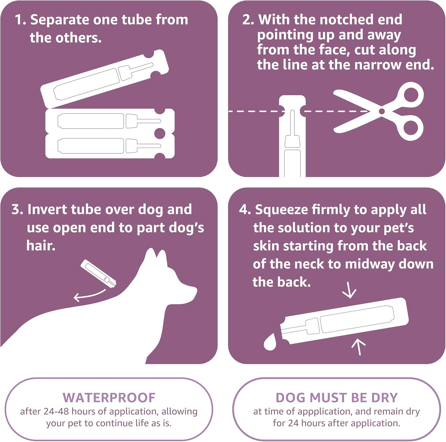 Amazon Basics Flea and Tick Topical Treatment for Large Dogs (45-88 lbs), Unscented, 6 Count (Previously Solimo)