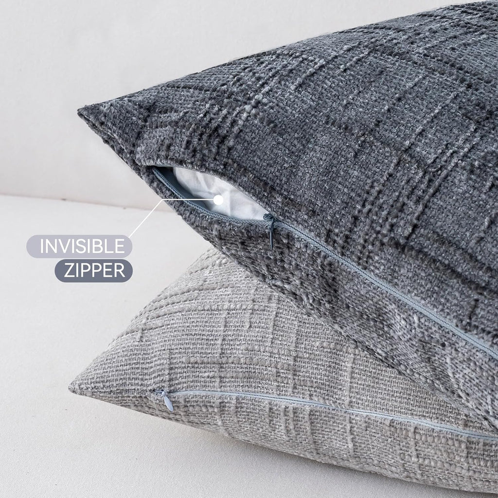 Decorative Throw Pillow Covers 20x20 Inch Set of 4, Soft Solid Farmhouse Chenille Couch Pillows, Spring Pillow Covers for Couch Sofa Bed Living Room Home Decor Pillowcase, Light Colors