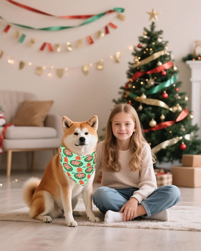 PET SHOW 100 Pack Christmas Dog Bandanas Bulk for Small Medium Dogs No Stitch Scarves Xmas Triangle Bibs Kerchief Set Pet Girl Boy Holiday Party Grooming Accessories, M