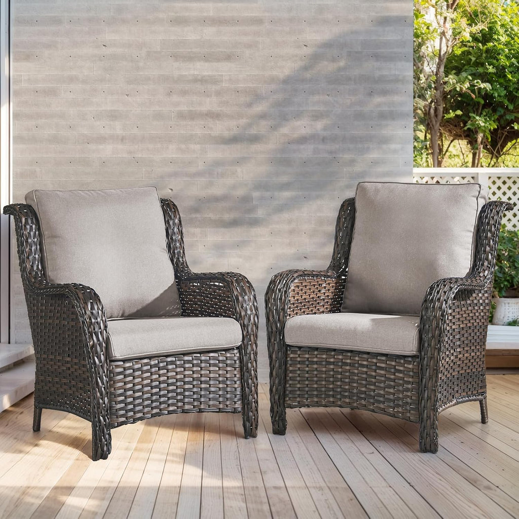 Outdoor Chair Cushions- 22 X 25 Inch High Density Sponge Patio Cushions Deep Seat Patio Furniture Cushions for Chair Sofa Couch-Beige/4 Piece