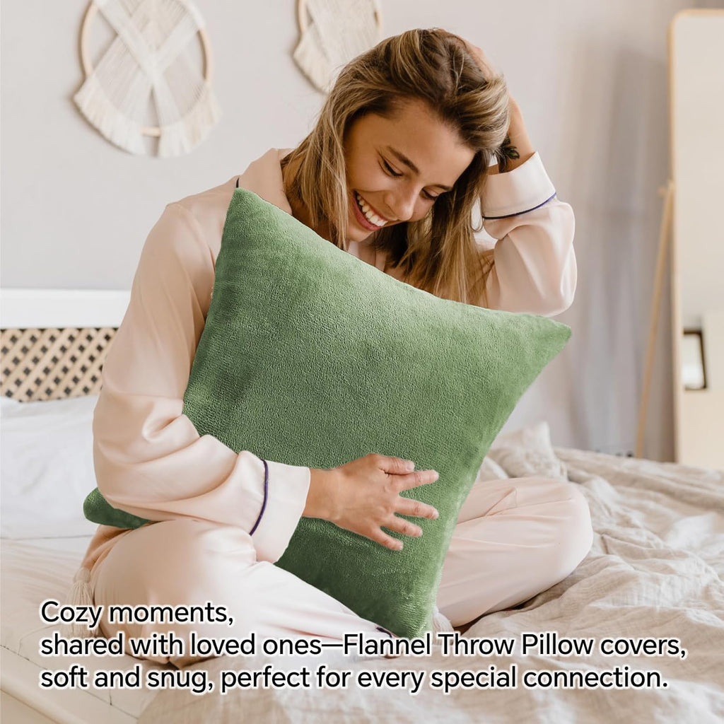BEDELITE Velvet Pillow Covers 26x26 with Zipper, 2 Pack Super Soft Square Pillow Covers for Bedroom, Sofa, Luxury Cozy Fleece Pillowcases for All Seasons(26x26 Inches, Sage Green)