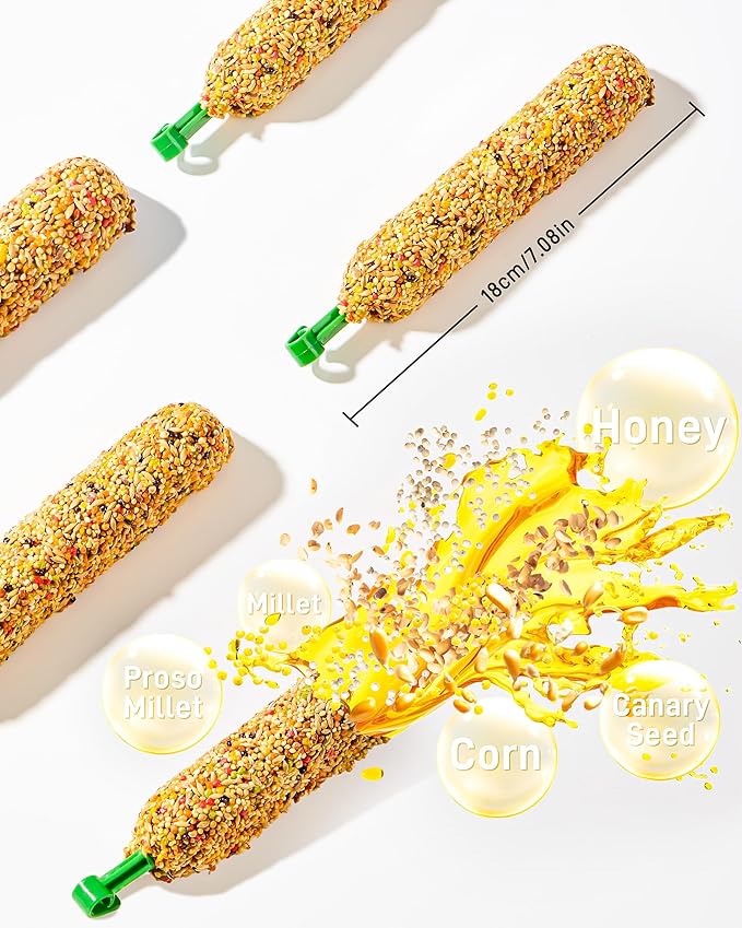 BUCATSTATE Parakeet Treats Honey Treat Sticks 3 Packs, Natural Bird Treats All Grains Flavor Cockatiel Treats, Pet Bird Treat Toy for Parrot Conure Budgie Lovebird