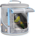 halinfer Bird Travel Carrier Cage for Small to Medium Size, Portable Parrot Parakeet Cockatile Conure Transport Cage with Clear Window and Fabric Shade, Round Carry Bird Bag