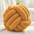 Petrella Knot Pillow Ball Round Throw Pillows Home Decor Cushion Decorative Aesthetic Throw Pillows，Lambswool Yellow 13inch