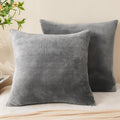 BEDELITE Velvet Pillow Covers 26x26 with Zipper, 2 Pack Super Soft Square Pillow Covers for Bedroom, Sofa, Couch,Luxury Cozy Fleece Pillowcases for All Seasons(26x26 Inches, Grey)