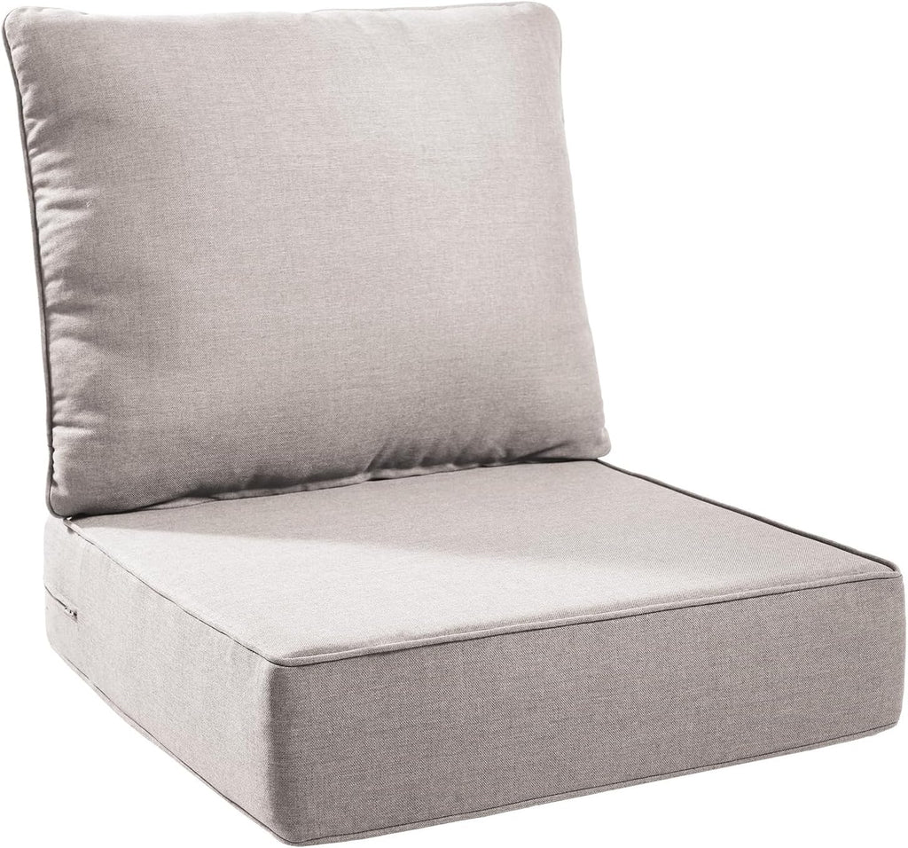 Outdoor Seat Cushion Set-24 x 24 x 6 Inch Outdoor Chair Cushions with Water Resistant & Removable Cover Outdoor Cushions for Patio Furniture Chair Sofa Couch-Beige
