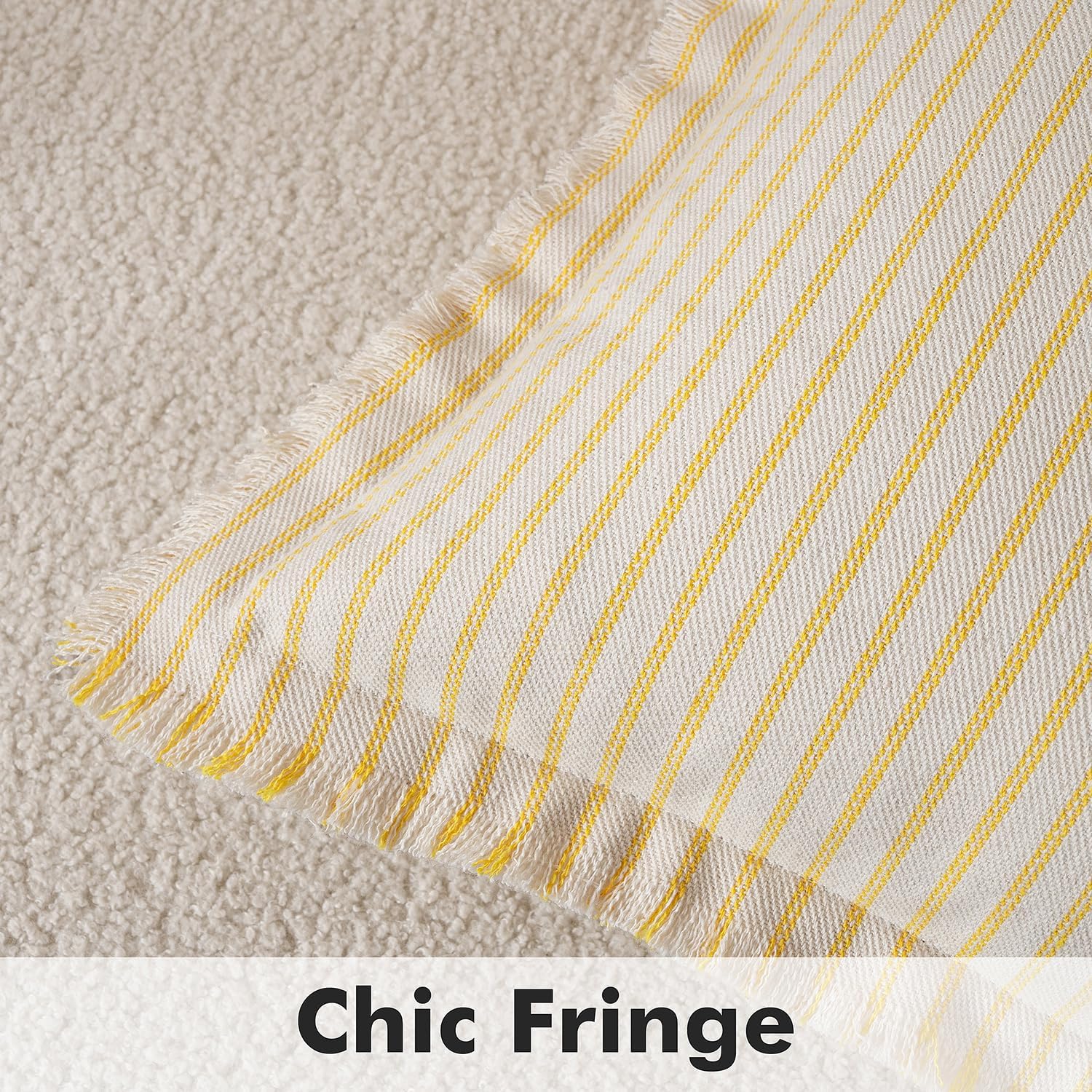 MIULEE Pack of 2 Yellow Pillow Covers 22x22 Inch Striped Farmhouse Couch Throw Pillow Covers with Fringe Chic Cotton Decorative Cushion Covers for Summer Sofa Living Room Bed Outdoor Home Decor