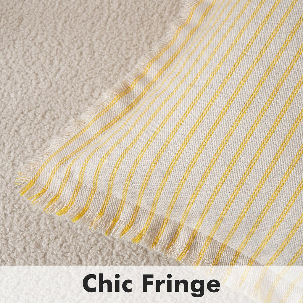 MIULEE Pack of 2 Yellow Pillow Covers 18x18 Inch Striped Farmhouse Couch Throw Pillow Covers with Fringe Chic Cotton Decorative Cushion Covers for Summer Sofa Living Room Bed Outdoor Home Decor