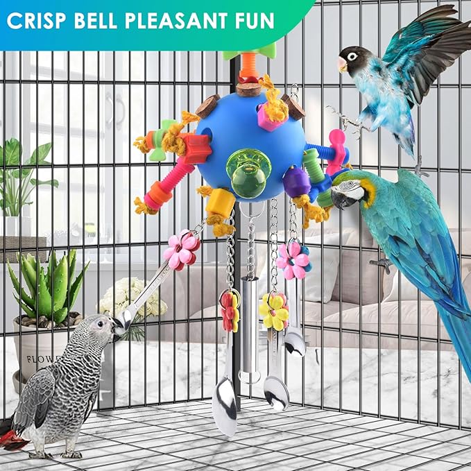 KATUMO Bird Toys, Parrot Pull Spoons Colorful Acrylic Stick Toys Bird Chew Toys for Amazon Parrot, African Grey, Conure, Caique, Quaker, Small Cockatoo, Mini Macaw, Eclectus and Similar Birds