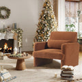 Gaussen Sherpa Accent Chair Mid Century Modern Living Room Chairs with Pillow Fluffy Single Sofa Chair Upholstered Arm Chair Oversized Reading Chair Comfy Chair for Bedroom/Office/Cafe (Autumn)