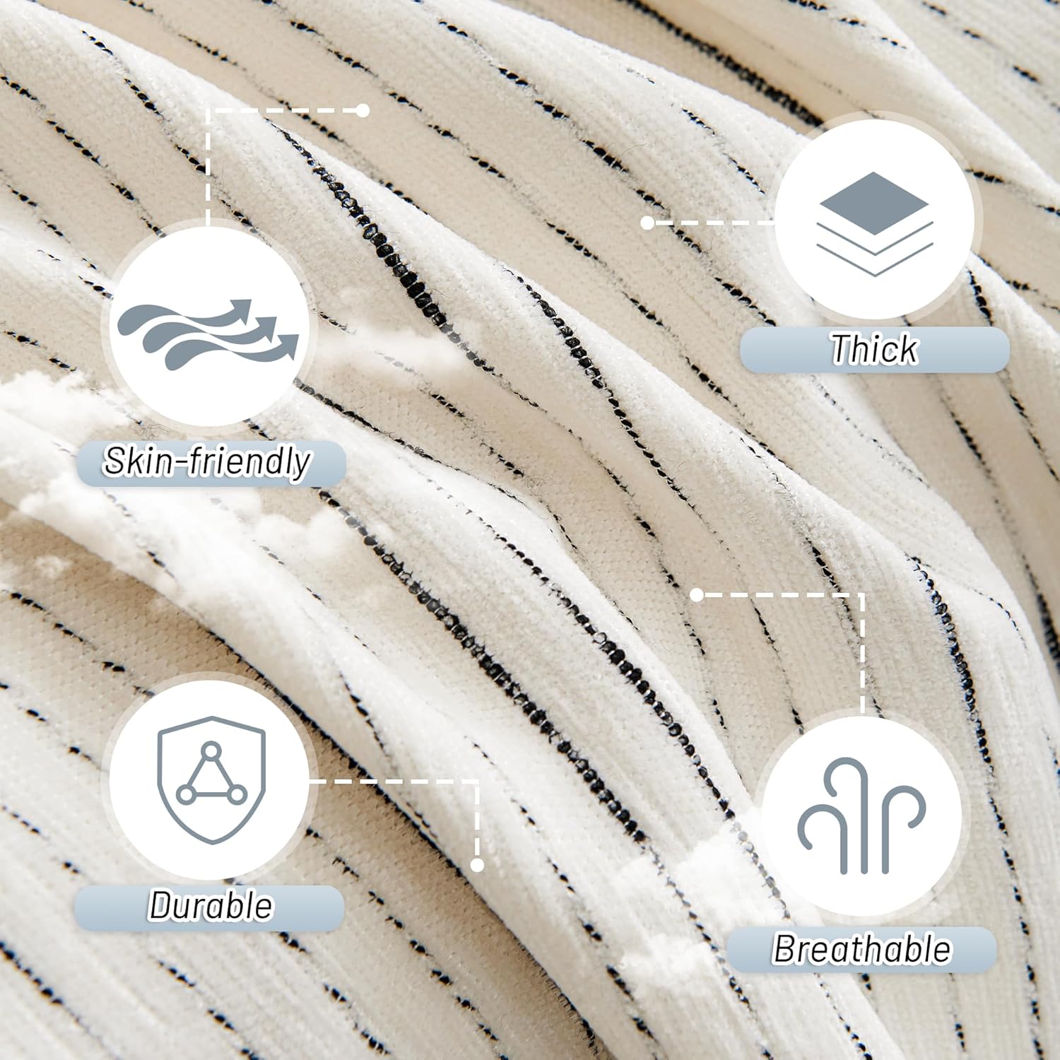 MYSKY HOME Couch Cover for Dogs, Sectional Couch Cover, Beige Lines Sofa Covers for Sectional Sofa L Shape Chenille Couch Protector for Dogs Pets Couch Covers Washable Soft Throw, 71" X118"