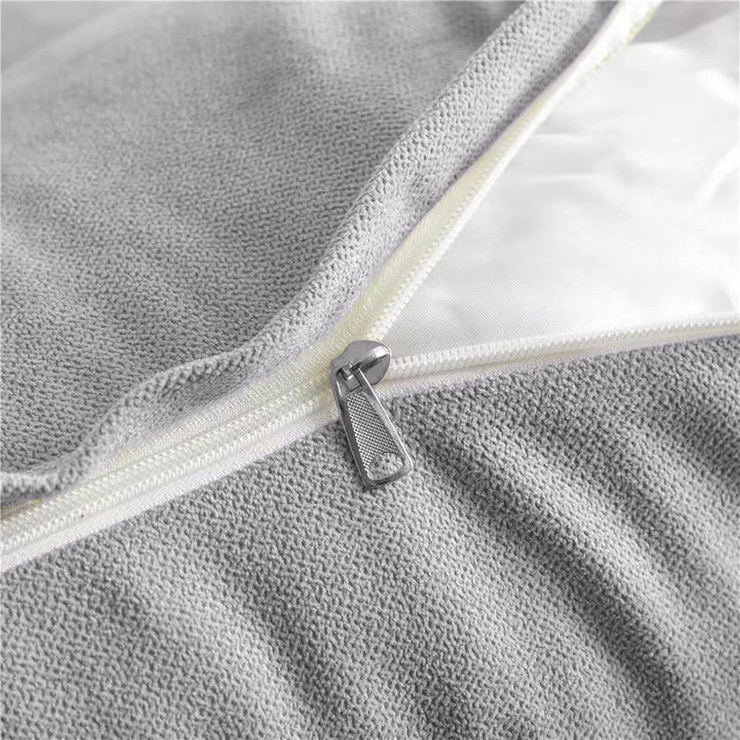 Triangular Reading Bedrest Pillow Large Bolster Cushion Headboard Backrest Wedge Pillow with Two Detachable Roll Pillows for Neck & Lumbar Support(Chalk Grey, California King 71x8x20 inches)