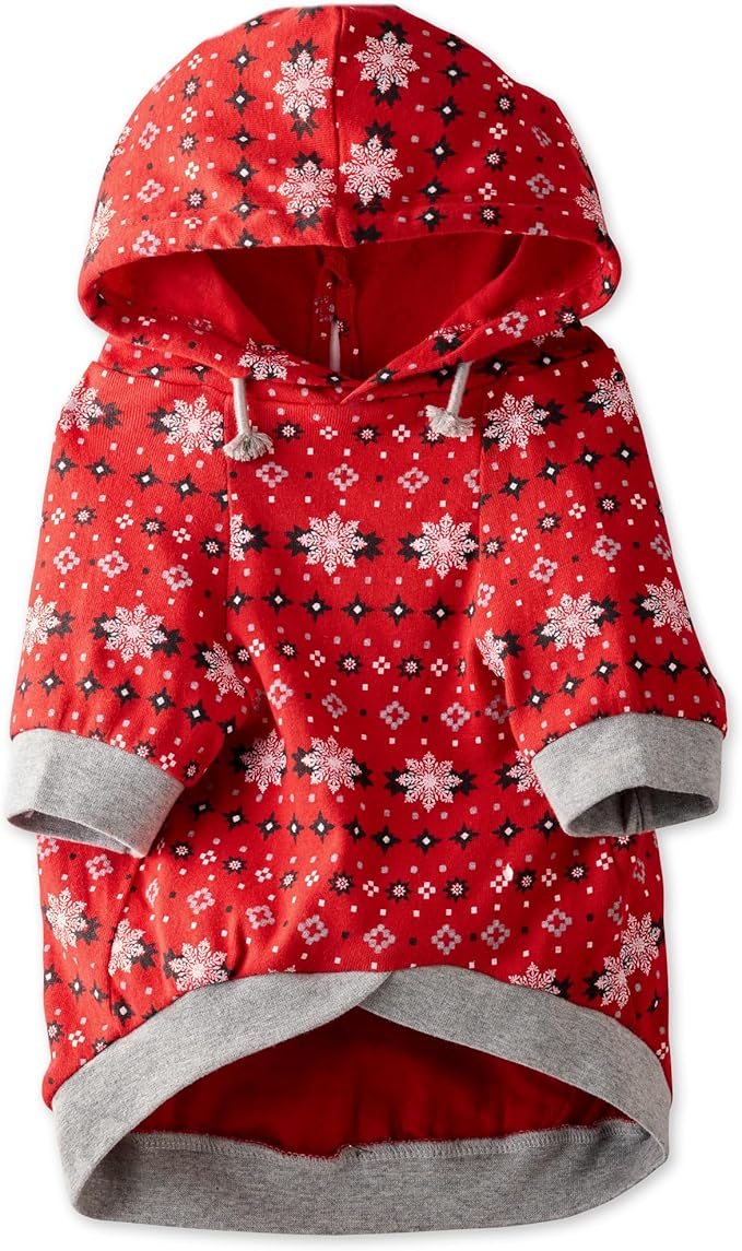 Rocky – The Orginal Lightweight Hooded TEE 100% Organic Cotton Dog Hoodie Pet Coat Sweater for Small, Medium, Large Dogs, Red Fair Isle, X-Small