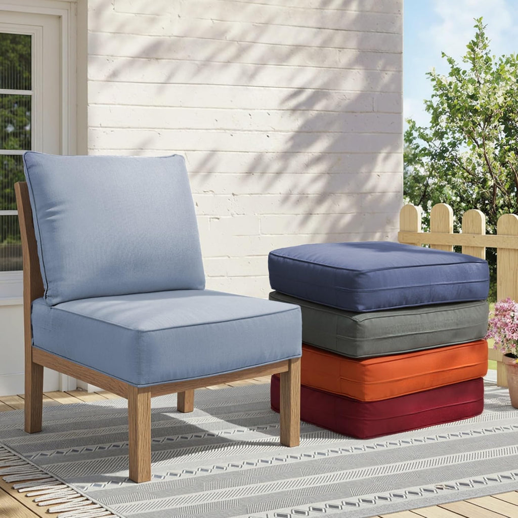 Outdoor Cushion Set for Furniture Patio Furniture, UV Resistant, Water Resistant - 6 Inch Thick Foam Garden Cushions– 24x24 Inch Patio Seat Covers for Chair/Sofa/Couch | Baby Blue | 11-Pack |