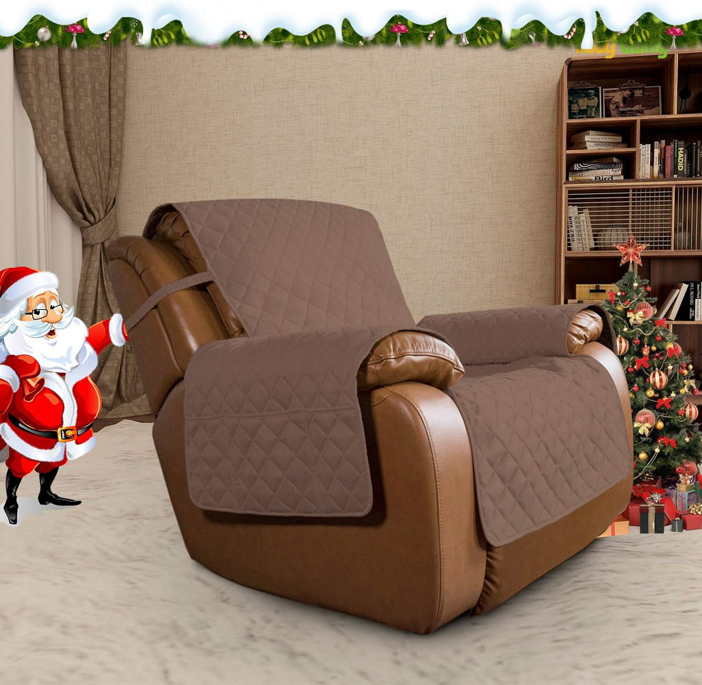 Easy-Going Oversized Recliner Cover Reversible Couch Cover Sofa Cover for Living Room Water Resistant Furniture Protector with Elastic Straps for Pets Dog (Oversized Recliner, Brown/Beige)
