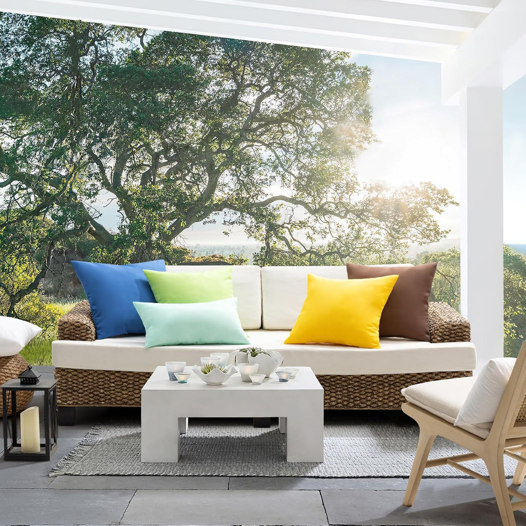 Phantoscope Pack of 2 Premium Outdoor Pillow Inserts, Dual Usage Waterproof Throw Pillows No Cover Needed, Decorative Couch Sham Cushion Stuffer Patio Couch Tent, White 20 x 20 Inches