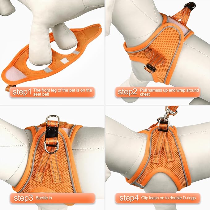 YIMEIS Dog Harness and Leash Set, No Pull Soft Mesh Pet Harness, Reflective Adjustable Puppy Vest for Small Medium Large Dogs, Cats (Orange01, Small (Pack of 1)