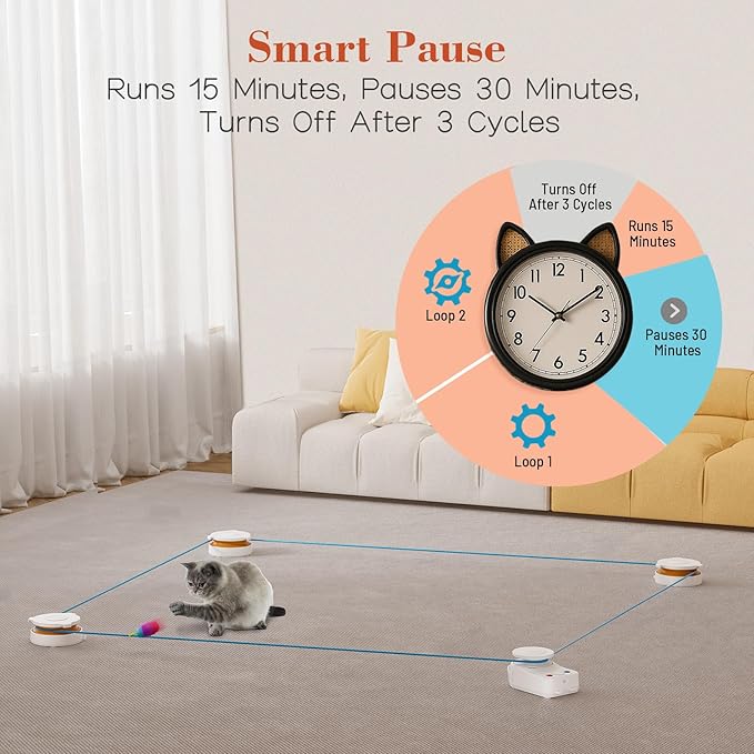 Interactive Cat Toy for Indoor Cats – Automatic Moving & Enrichment Toy for Indoor Cats/Kitten, Auto/Manual Control Cat Treadmill for Exercise & Mental Stimulation, Stimulating Chase Toys (H1K3)