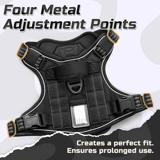 rabbitgoo Tactical Dog Harness for Small Dogs, No Pull Military Service Vest with Handle & Molle, Easy Control for Training Walking, Adjustable Reflective Straps, Black, S