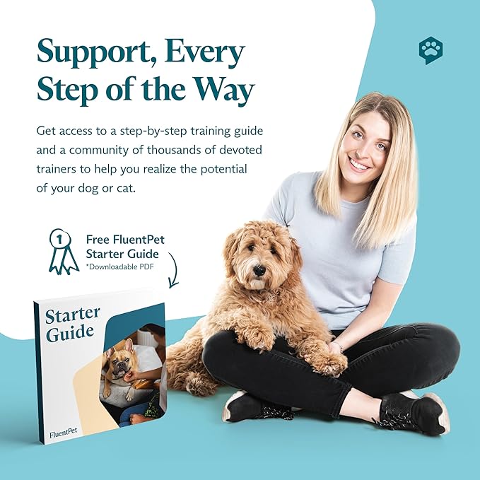 FluentPet Speak Up! Key Vocab Kit with Clearer Upward-Facing Sound - 12 Recordable Buttons w/Pre-Installed Batteries, 6 HexTile Button Mats - Training Dog & Cat Communication Buttons