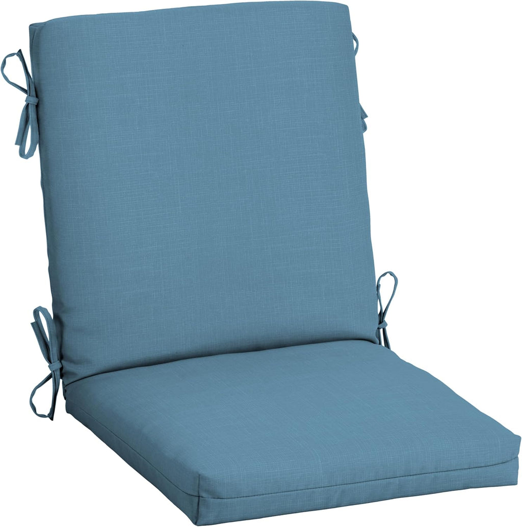 Arden Outdoor Midback Chair Cushion, 18 x 16.5, Rain-Proof, Fade Resistant French Blue Texture