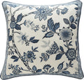 Chinoiserie Throw Pillow Covers,Classic Chinoiserie Blue and White with Floral Pattern Linen Throw Pillowcases,Decorative Square Cushion Covers for Couch Bed Car,18x18 Inches