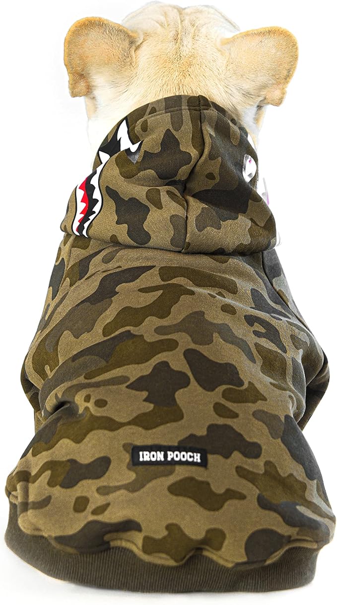 Camo Dog Hoodie Dog Clothes Extra Warm Fleece Lining Stretchy Fit for Small Medium Large Dogs (Camo, Large)