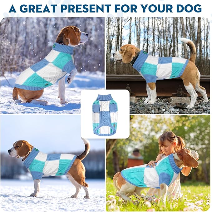 Pet Sweaters,Turtleneck Pullover Dog Sweater,Pet Sweaters for Dogs,Pet Clothes,Pet Clothing,Suitable for All Types of Dogs and Most Seasons (Blue Group,L)
