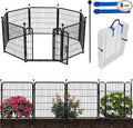 ADAVIN 40 in(H) Garden Fence with Low Threshold Door, Dog Fence Outdoor for Yard, 8 Panels Total 17.7 Ft(L) Dog Playpen，Black Metal Dog Play Pen Indoors, Pet Puppy Playpen for Camping, Dog Fencing