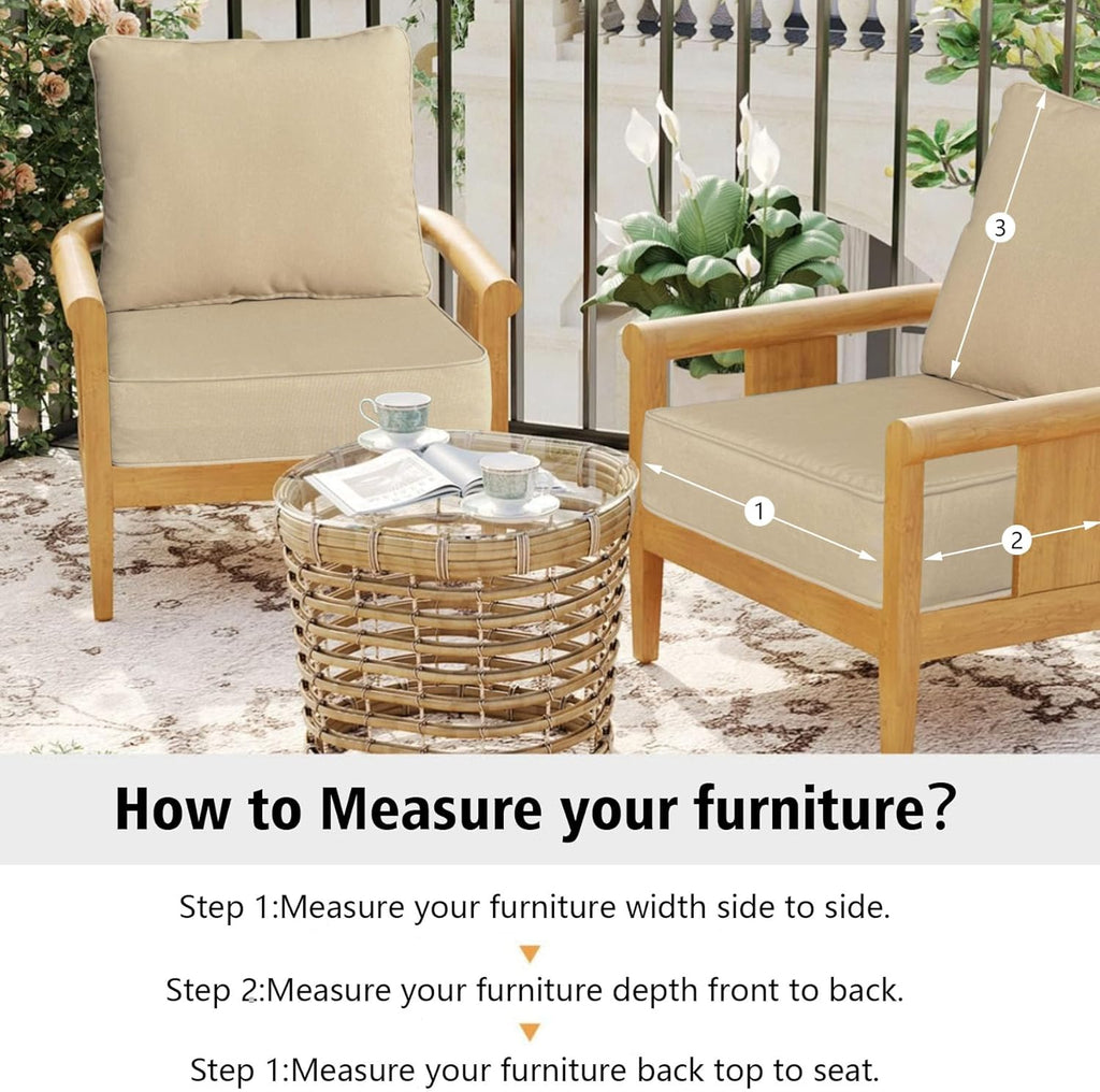 Outdoor 22x24 Inch Deep Seat Patio Cushion Set Outdoor Chair Cushions with Fade Resistant and Removable Cover for with Most Patio Furniture and homedepot Furniture Beige 2Sets
