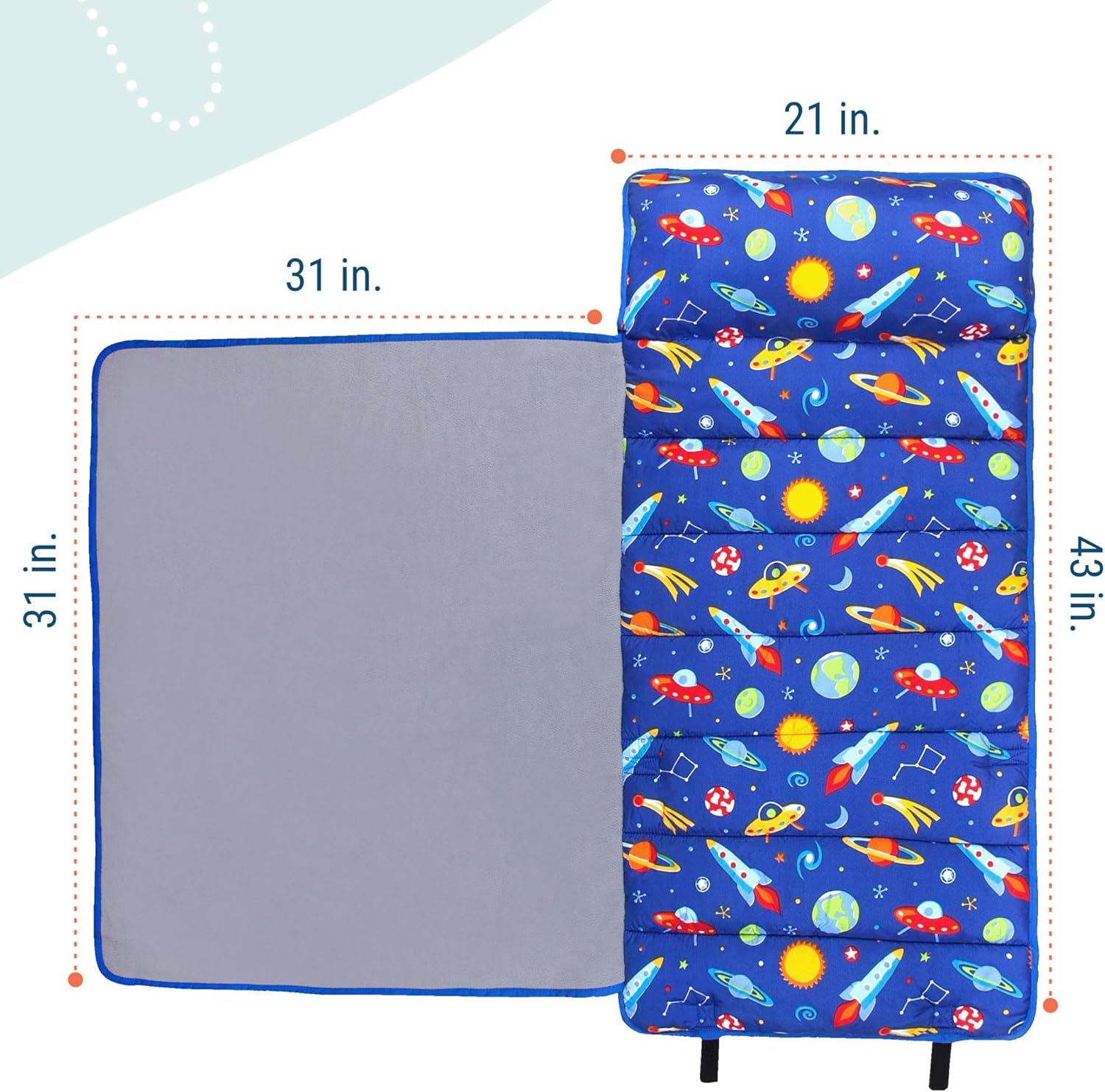 Wildkin 43-inch Kids Nap Mat – Soft Microfiber Toddler Sleeping Mat with Pillow