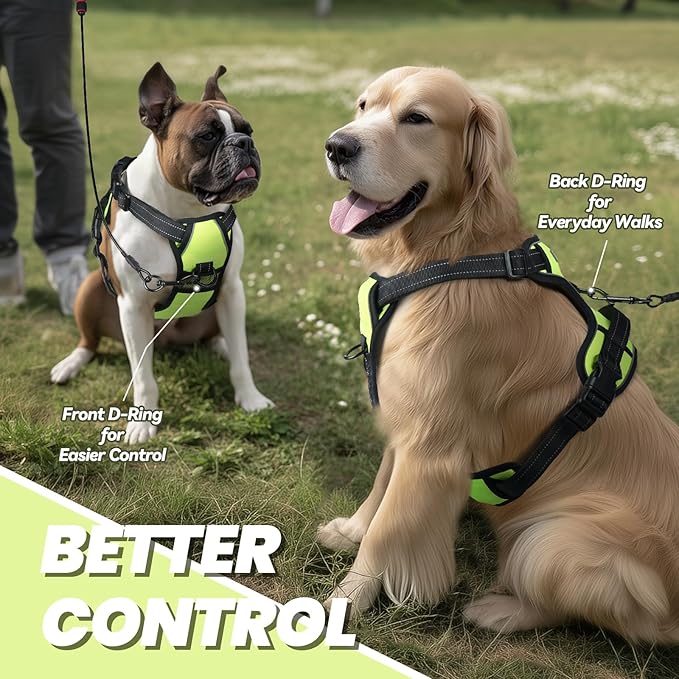 VIVAGLORY Dog Harness Easefit No Pull Dog Harness with Front Clip & Handle for Lifting Training, Adjustable Padded No-Pull Anti Pull Easy On for Puppy & Pet, XS, Bright Yellow