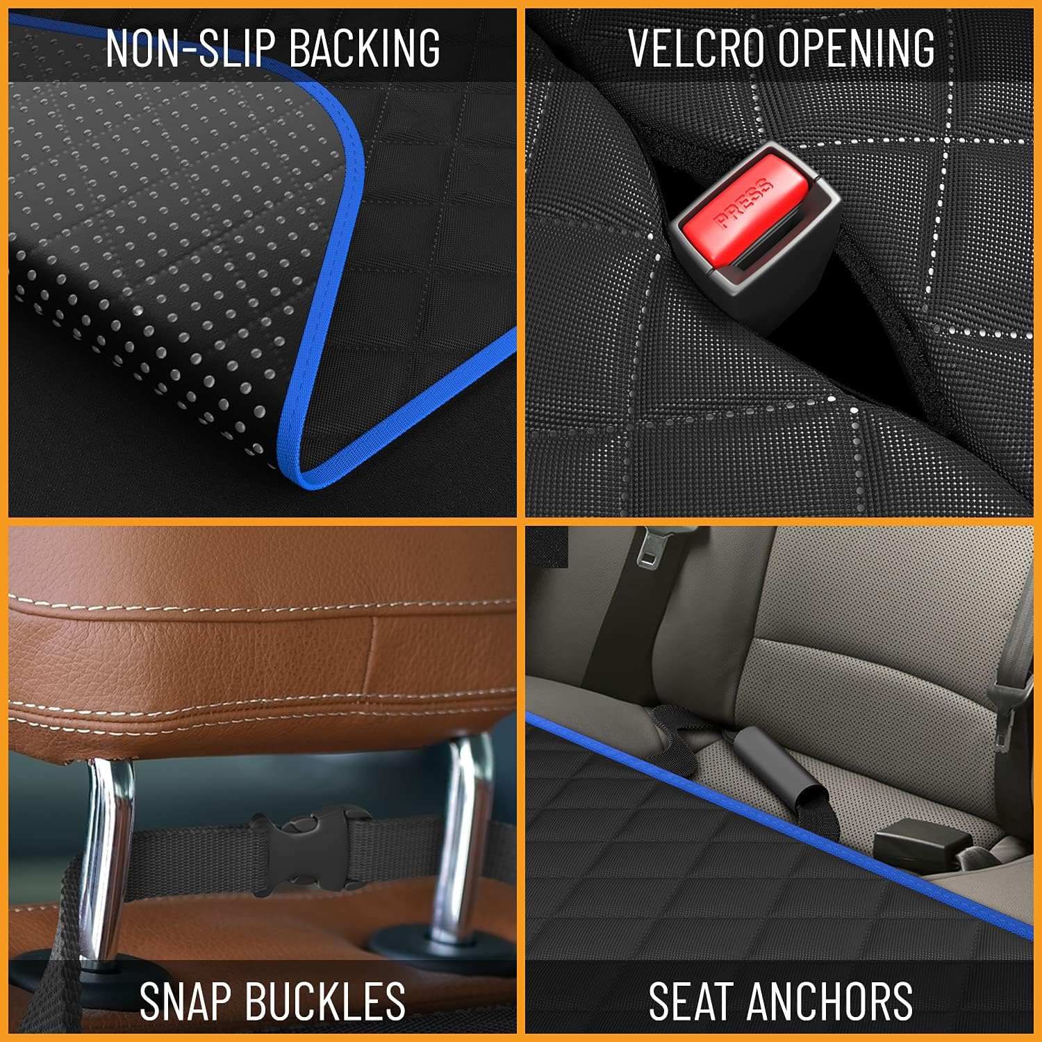 Active Pets Blue XL Dog Car Hammock Back Seat Cover, Waterproof Backseat Cover Protector for Truck Bench Rear of Sedans or SUVs, Essential Pet Supplies Vacuum or Wipe Clean, Machine Washable