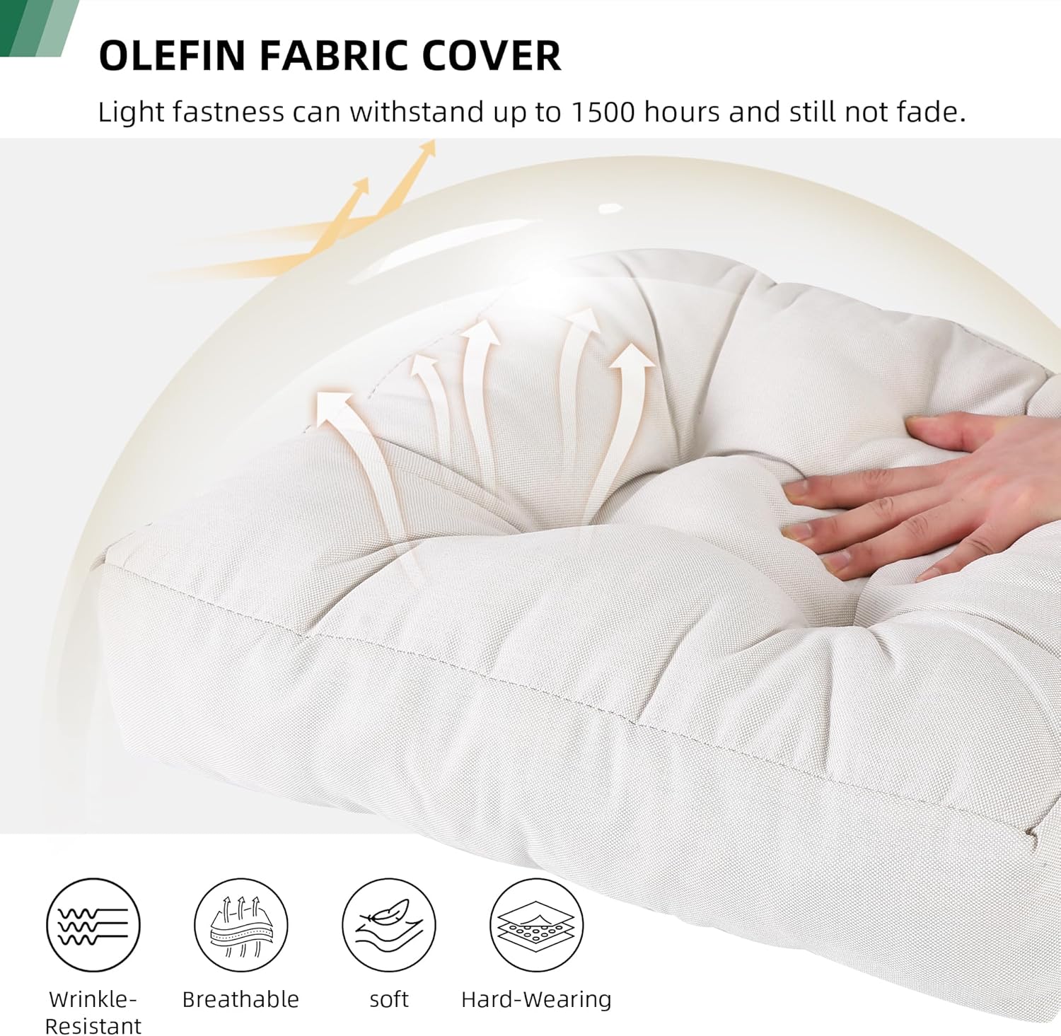 RACE LEAF Patio Chair Cushions 17x17 Inch 4 Pack, Memory Foam Outdoor Seat Cushions Water Resistant with Non-Slip Backing & Tufted Design (Beige)