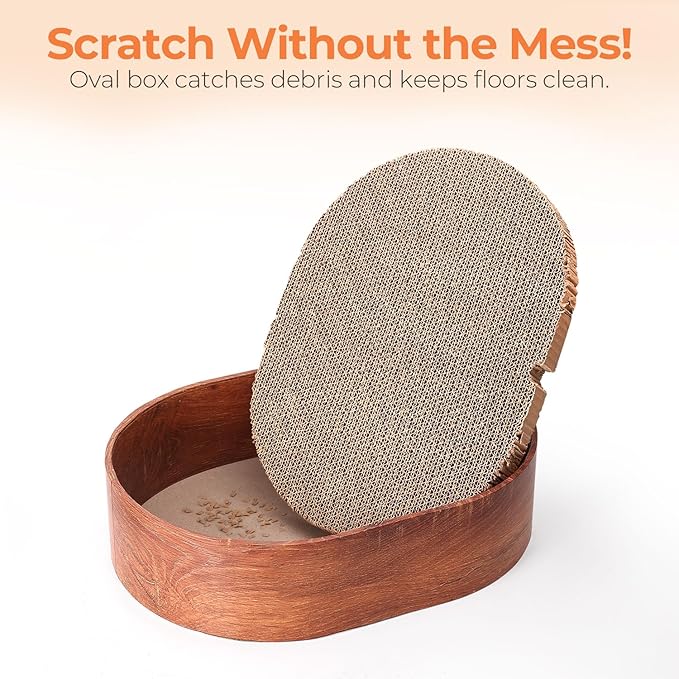 3 Pcs Cat Scratching Board with Box, 2 in 1 Cardboard Cat Scratchers Bed for Indoor Cats, Round Scratch Bowl with Thicker Double-Sided Pad for Cats' Scratch Need